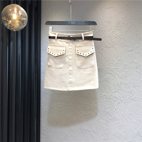 Sieviešu ikdienas svārki ar augstu vidukli, pogām un kabatu