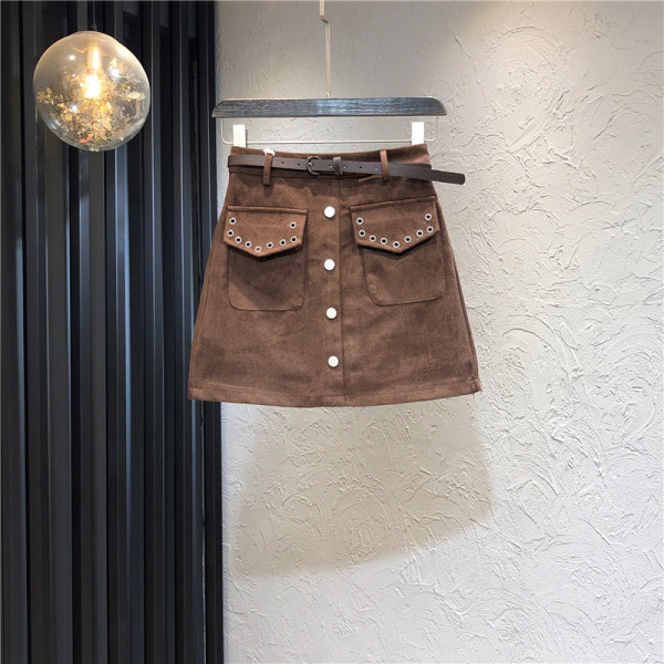 Sieviešu ikdienas svārki ar augstu vidukli, pogām un kabatu