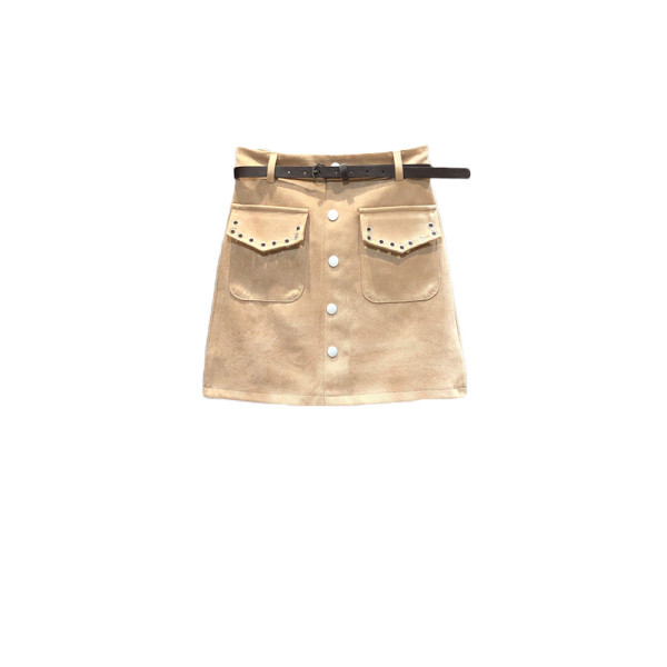 Sieviešu ikdienas svārki ar augstu vidukli, pogām un kabatu