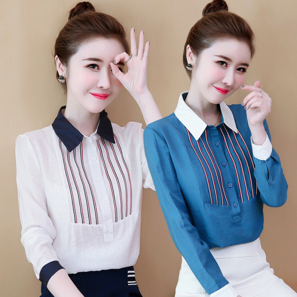 Cămașă de damă de ultimă generație, cu guler și nasturi clasici