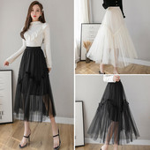 Fusta de dama model nou cu talie inalta si tul
