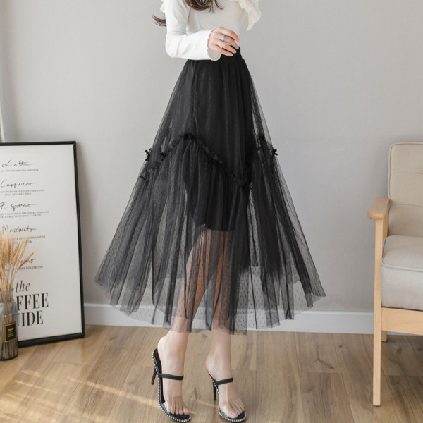 Fusta de dama model nou cu talie inalta si tul