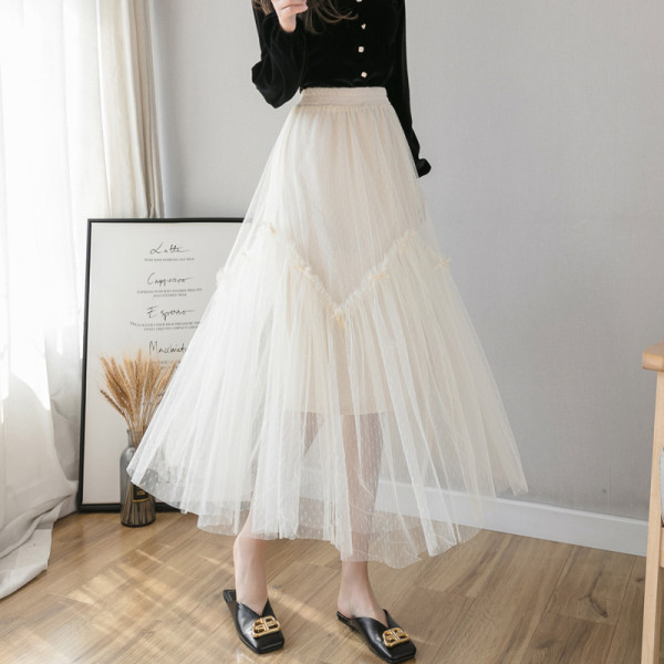 Fusta de dama model nou cu talie inalta si tul