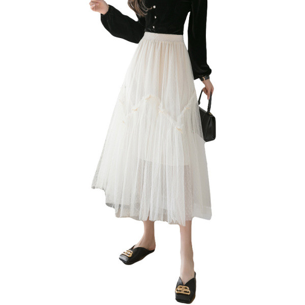 Fusta de dama model nou cu talie inalta si tul