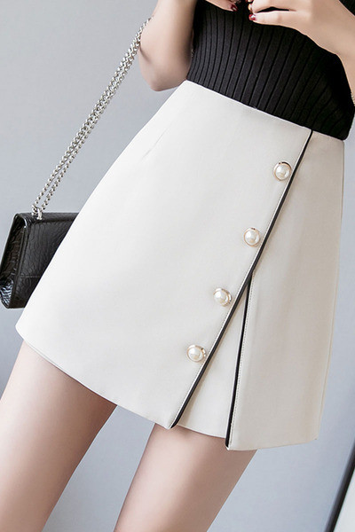 Svārki-bikses ar augstu vidukli un šķēlumu