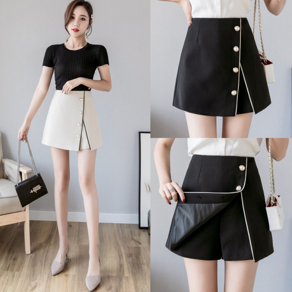 Svārki-bikses ar augstu vidukli un šķēlumu