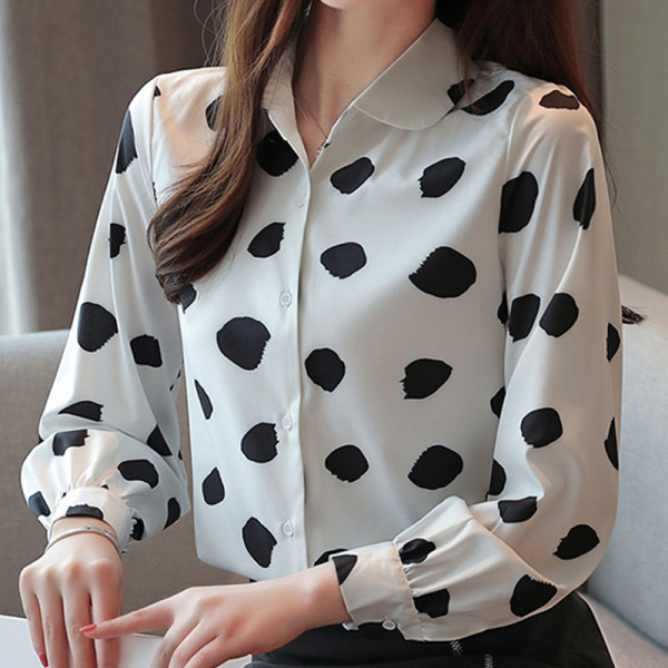 Aktuāls sieviešu krekls ar klasisku apkakli un garām piedurknēm