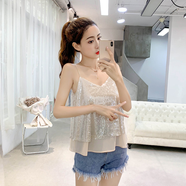 Új modell női felső, flitterekkel és vékony pántokkal