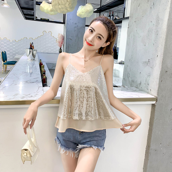 Új modell női felső, flitterekkel és vékony pántokkal