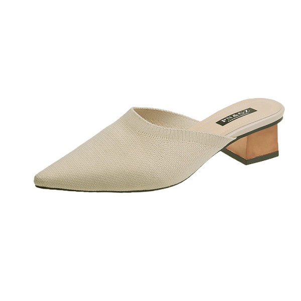 Ženske moderne papuče na špicasti model s niskom petom