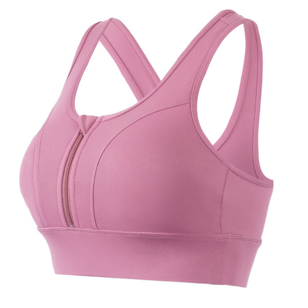 Elasztikus női sportmelltartó cipzárral és keresztpántokkal