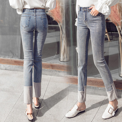 Aktuālie sieviešu džinsi ar kabatām-Slim modelis