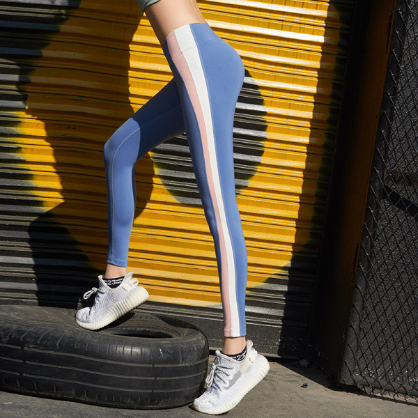 Női sport leggings magas derékkal, színes szegéllyel