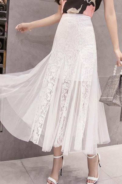 Aktuālie sieviešu svārki ar mežģīnēm un tillu