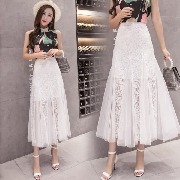 Aktuālie sieviešu svārki ar mežģīnēm un tillu