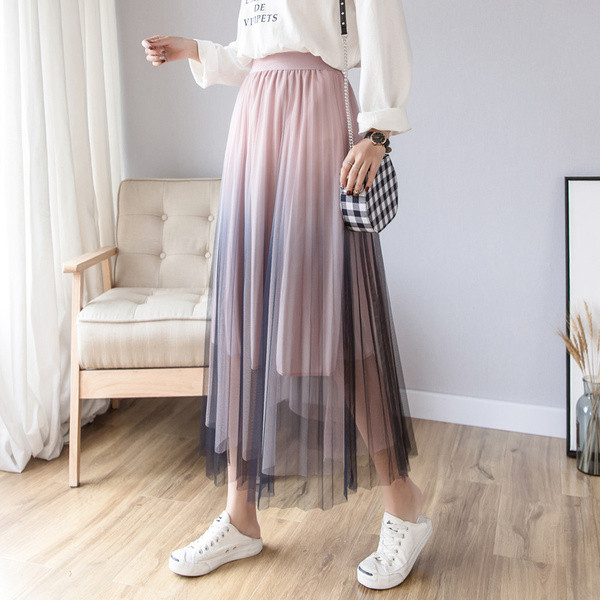 Moderni sieviešu kroku svārki ar augstu vidukli un tillu