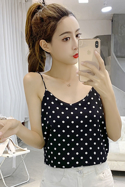 Maieu modern de damă cu puncte cu bretele subțiri