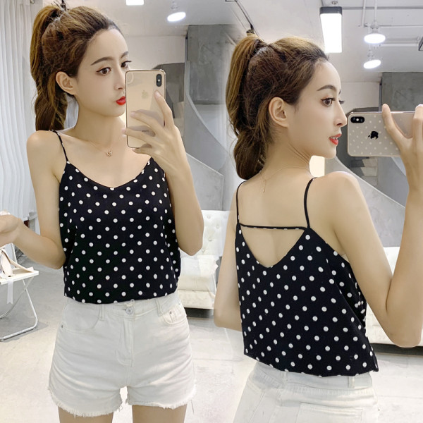 Maieu modern de damă cu puncte cu bretele subțiri