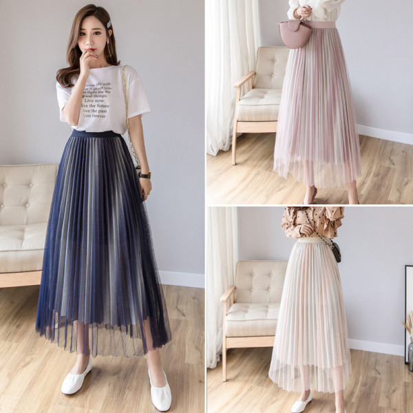 Sieviešu kroku svārki ar tillu un augstu vidukli