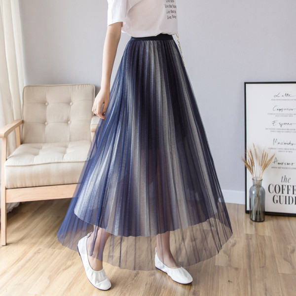 Sieviešu kroku svārki ar tillu un augstu vidukli