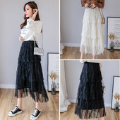 Modern női tüll pöttyös szoknya magas derékkal