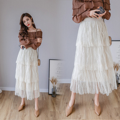 Modern női tüll pöttyös szoknya magas derékkal