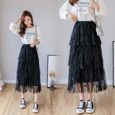 Modern női tüll pöttyös szoknya magas derékkal