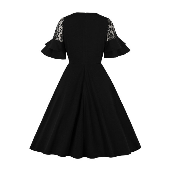 Moodne naiste lühike kleit 3/4 varrukate ja ovaalse kaelusega