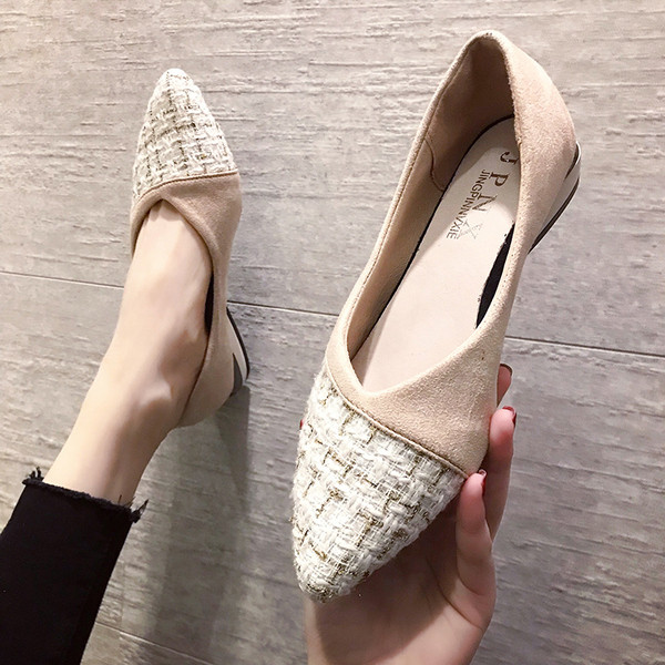 Sieviešu apavu smails modelis ar plakanu zoli