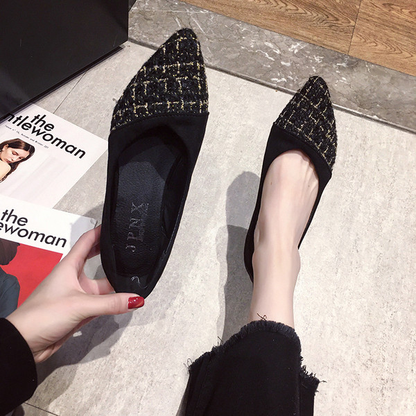 Sieviešu apavu smails modelis ar plakanu zoli