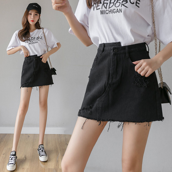 Trumpas moteriškas asimetriškas sijonas aukštu juosmeniu