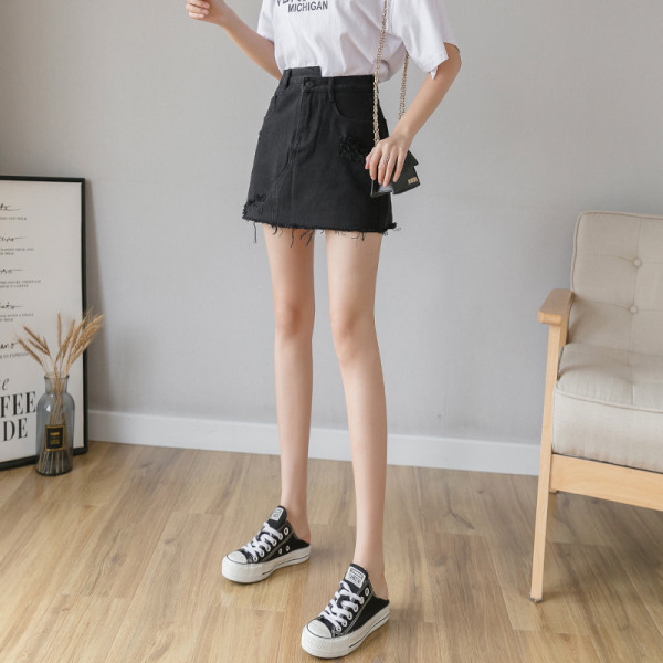 Trumpas moteriškas asimetriškas sijonas aukštu juosmeniu