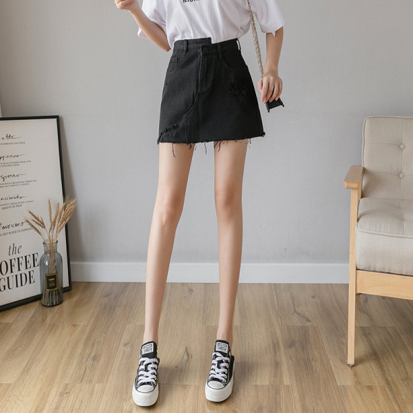 Trumpas moteriškas asimetriškas sijonas aukštu juosmeniu