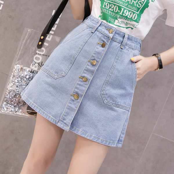 Naiste vabaaja teksaseelik nööpide ja taskutega