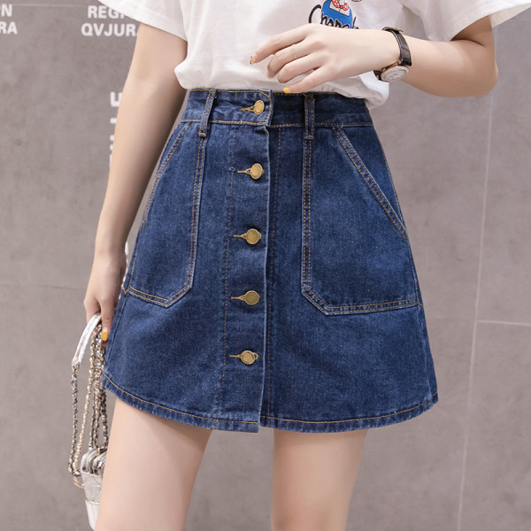 Naiste vabaaja teksaseelik nööpide ja taskutega