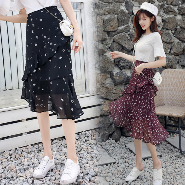 Sieviešu asimetrisks svārki ar augstu vidukli un A līniju