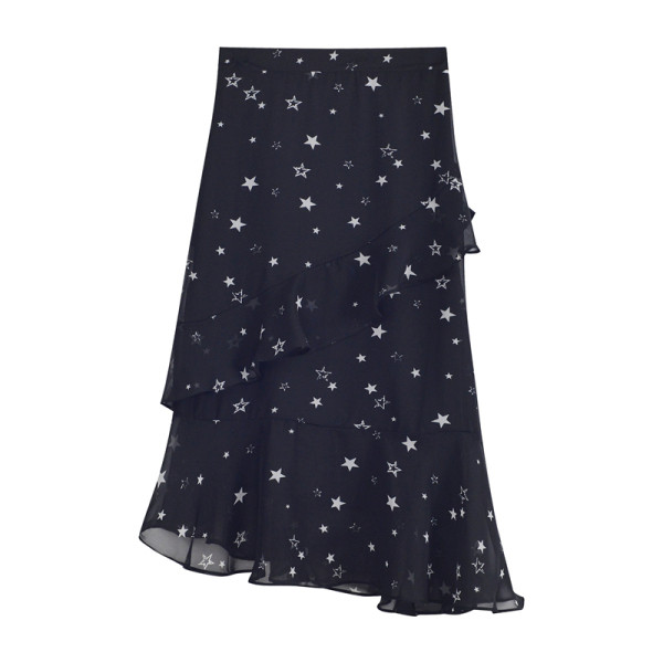 Sieviešu asimetrisks svārki ar augstu vidukli un A līniju