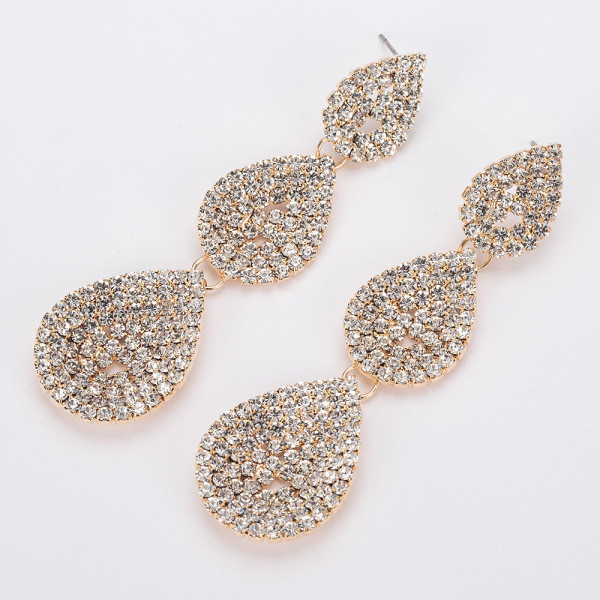 Eleganti sieviešu karājoši apaļi auskari ar sudraba un zelta akmeņiem