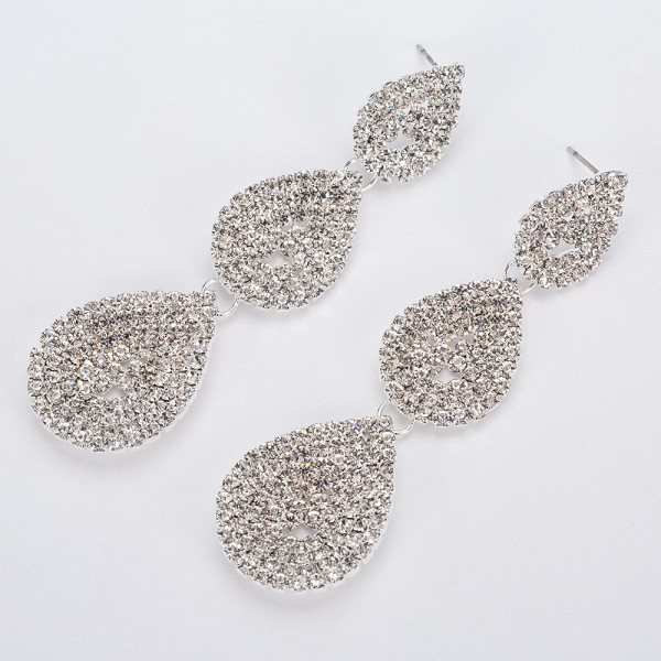 Eleganti sieviešu karājoši apaļi auskari ar sudraba un zelta akmeņiem