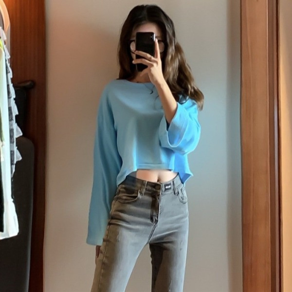 Ежедневна дамска блуза с овално деколте 