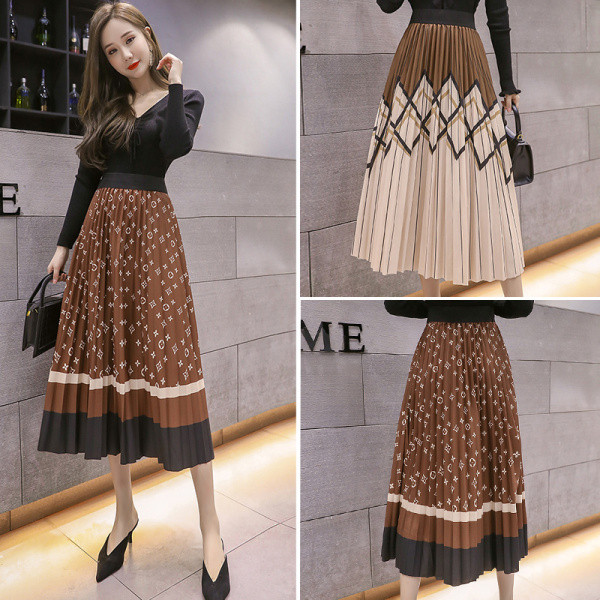 Kivágott modell hajtogatott női szoknya mintával