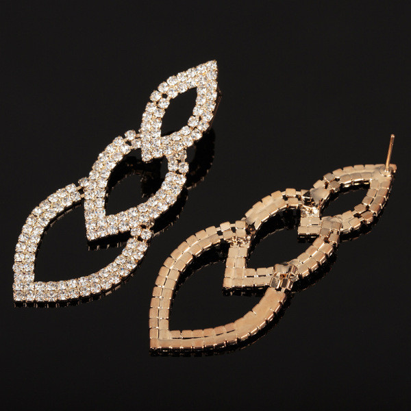 Stílusos női lógó fülbevaló ezüst kövekkel