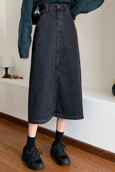 Naiste pikk vabaaja seelik kõrge vöökohaga