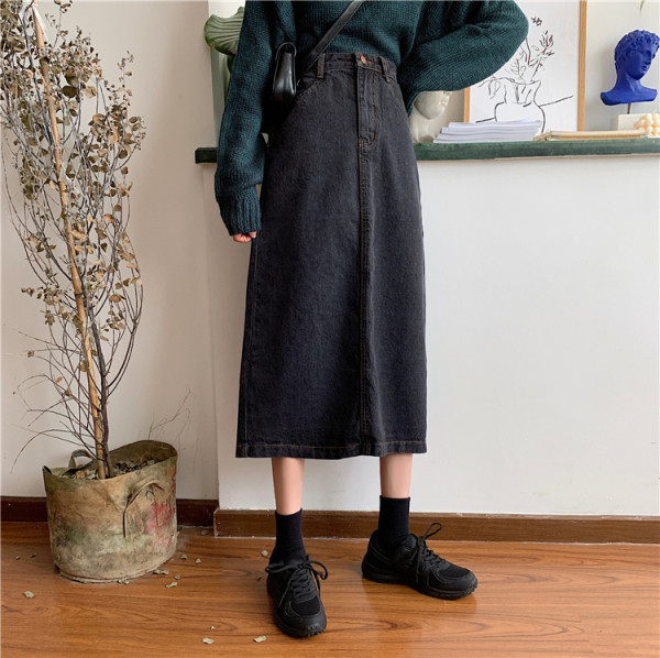 Naiste pikk vabaaja seelik kõrge vöökohaga