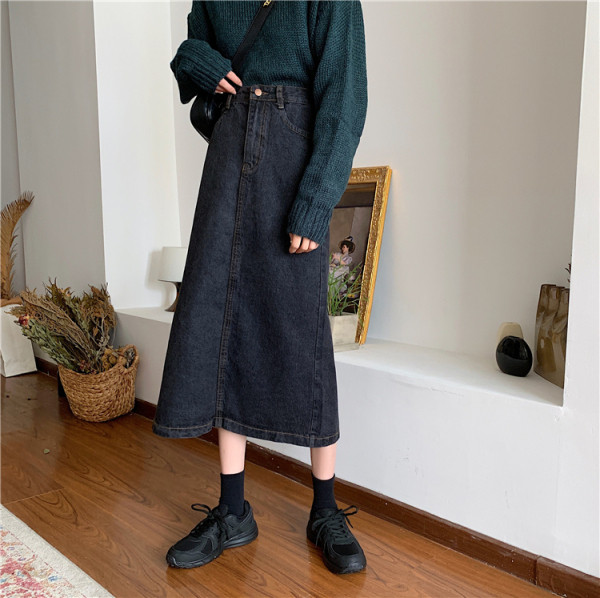 Naiste pikk vabaaja seelik kõrge vöökohaga