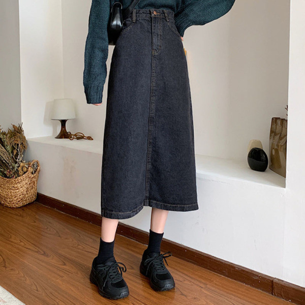 Naiste pikk vabaaja seelik kõrge vöökohaga