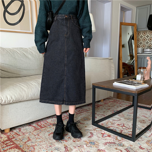 Naiste pikk vabaaja seelik kõrge vöökohaga