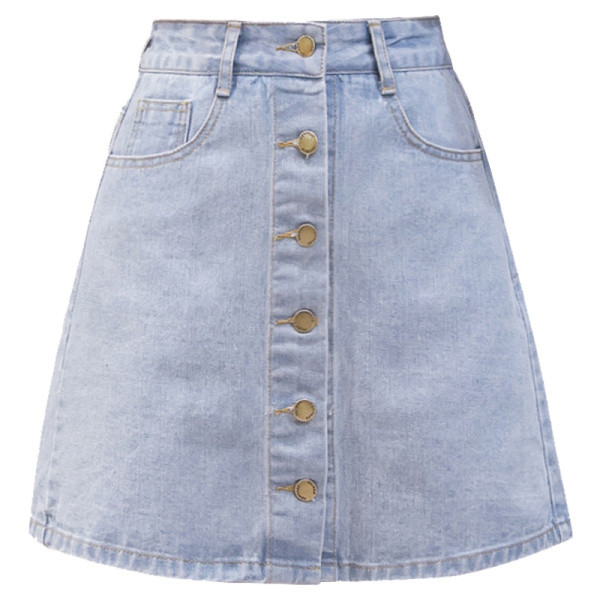 Модерна дамска къса дънкова пола с копчета 