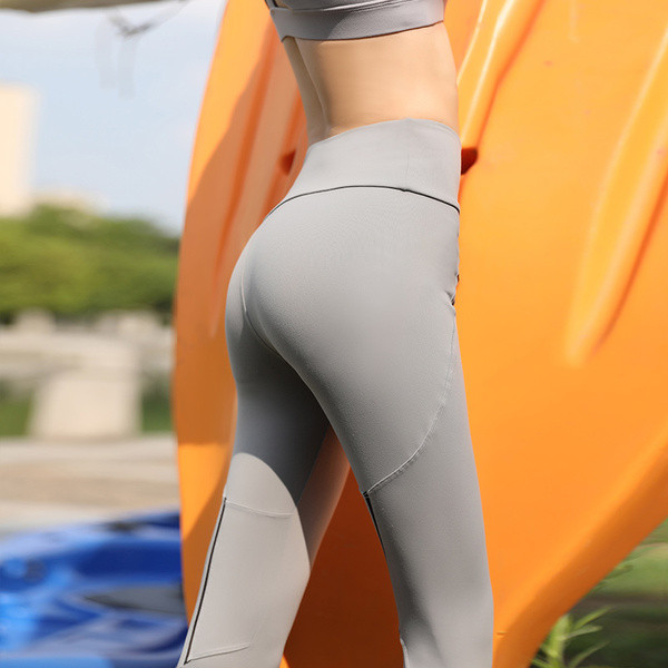 Sport rugalmas női leggings magas derékkal és hálóval