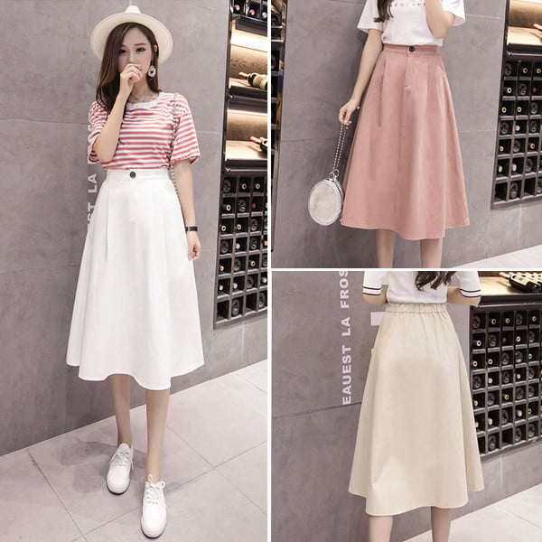 Спортно-елегантна дамска пола с висока талия - разкроен модел